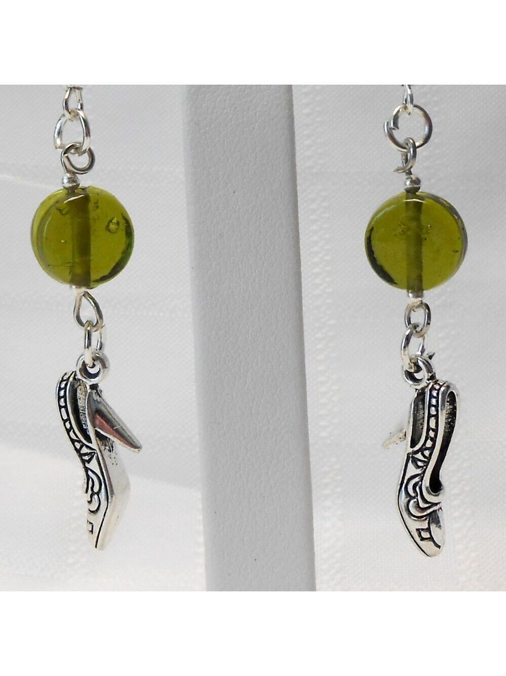 No 918 Handmade earrings with Tibetan silver charms shoes